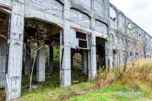 第一選炭工場・貯炭所/築別炭鉱ホッパー外観（北海道羽幌町）